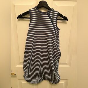 Woolino Sleep Sack Stripes White And Blue Zipper Wool And Cotton Size 6/18 Month